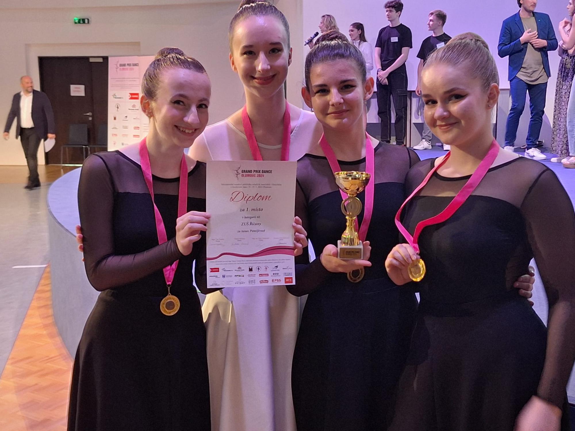 Taneční obor na Grand Prix Dance Olomouc 2024: choreografie Pomíjivost – 1. cena, pedagog Ivana Sikorová